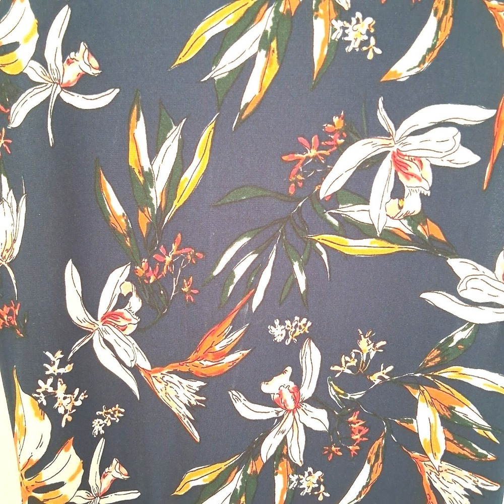 Hail3y:23 Tropical Floral Faux Wrap Midi Dress XL Dark Teal Summer Vacation - Picture 9 of 11